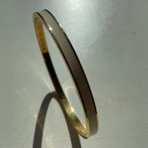 Tory Burch Gold Kira White Enamel Cuff Bracelet